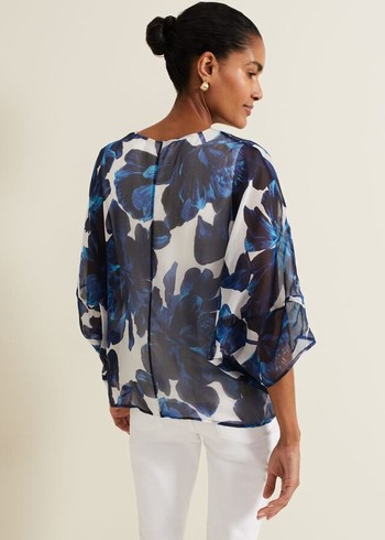 Phase Eight Syra Silk Shirts Blue Canada | EXJHYC-347